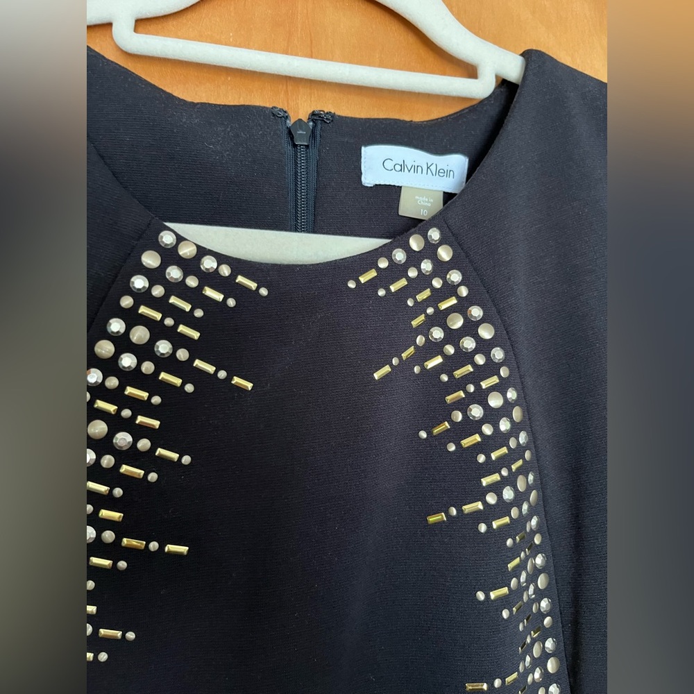 NWOT Black Dress with Gold and Silver Studded Design - Picture 2 of 3